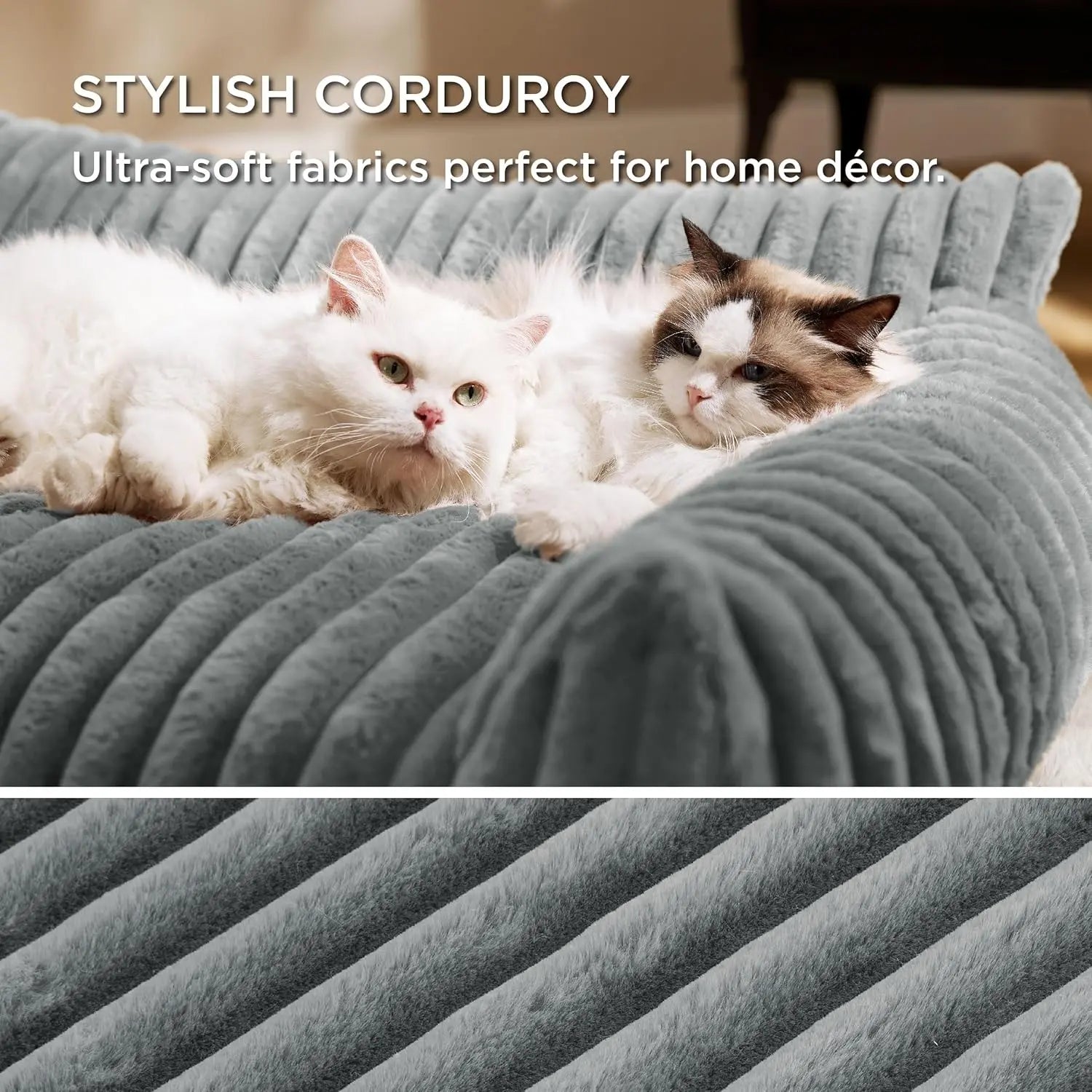 Elegant pet sofa bed in gray – size and color option view