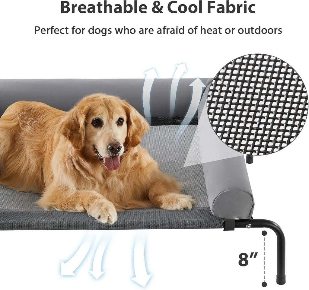 Metal frame assembly steps for portable elevated dog cot bed
