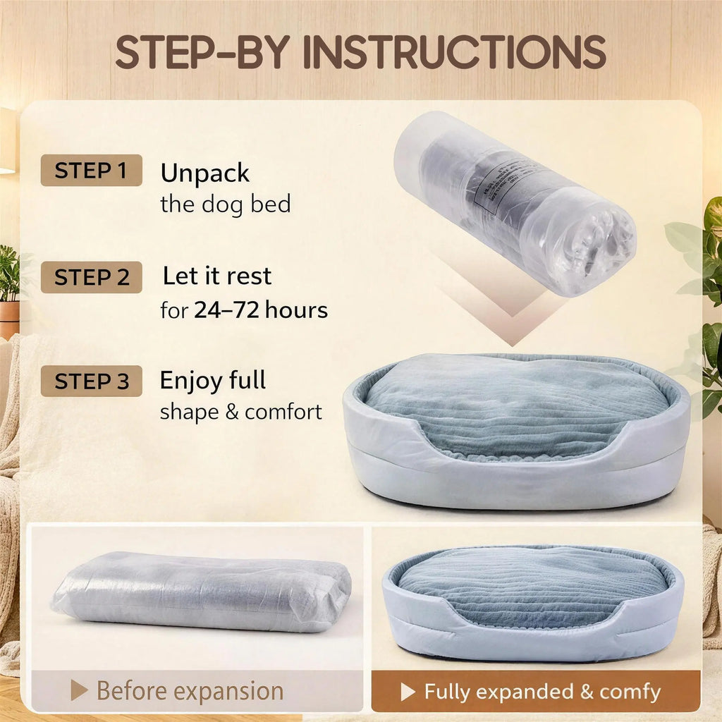 Bolster dog bed available in small, medium, and large sizes