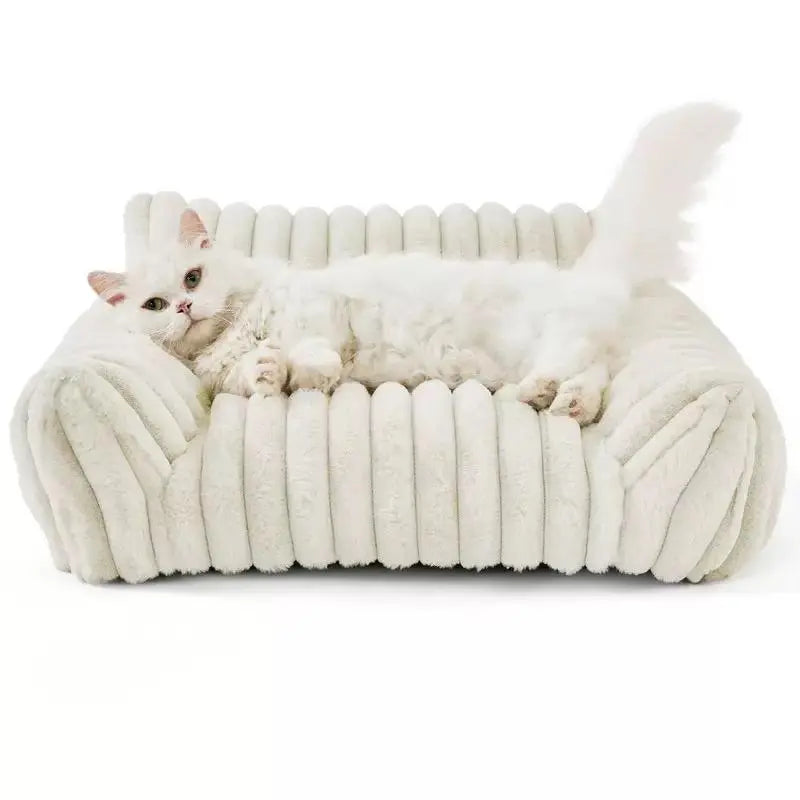 Elegant Cat Sofa Pet Bed - Ideal for Small to Medium Dogs, Supportive Sofa-Style Couch Available in Various Sizes and Colors: Cream and Gray. Mat Mud