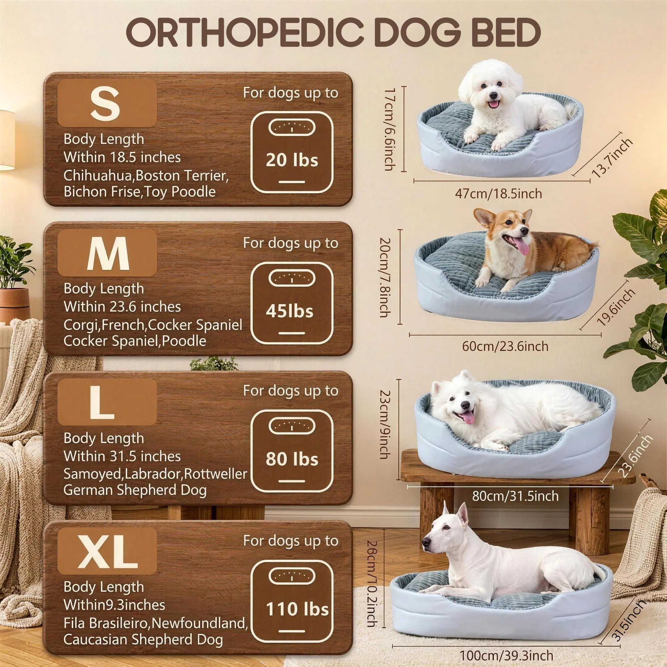 Washable cover being removed from orthopedic dog nest bed