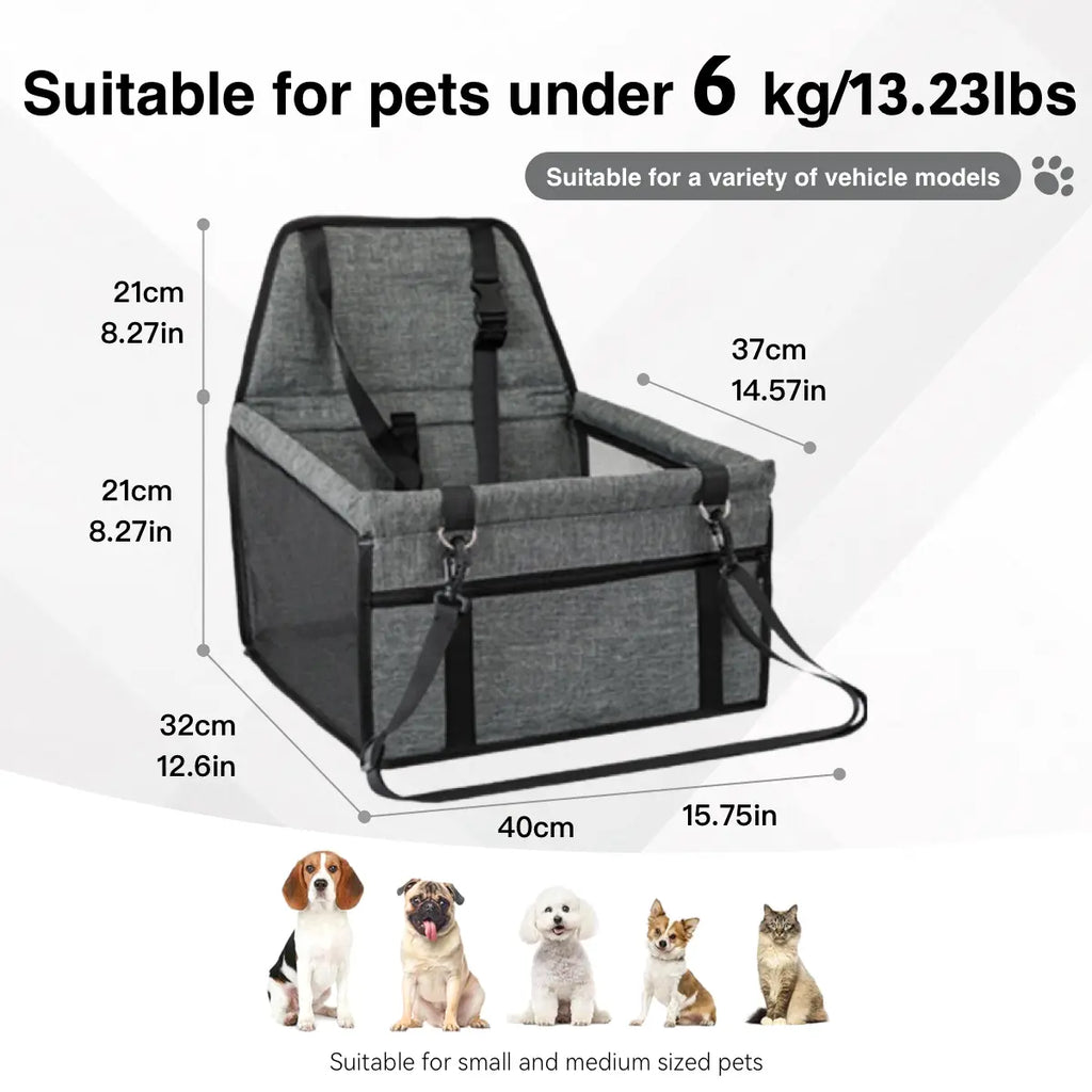 Foldable pet car seat booster installed in vehicle back seat