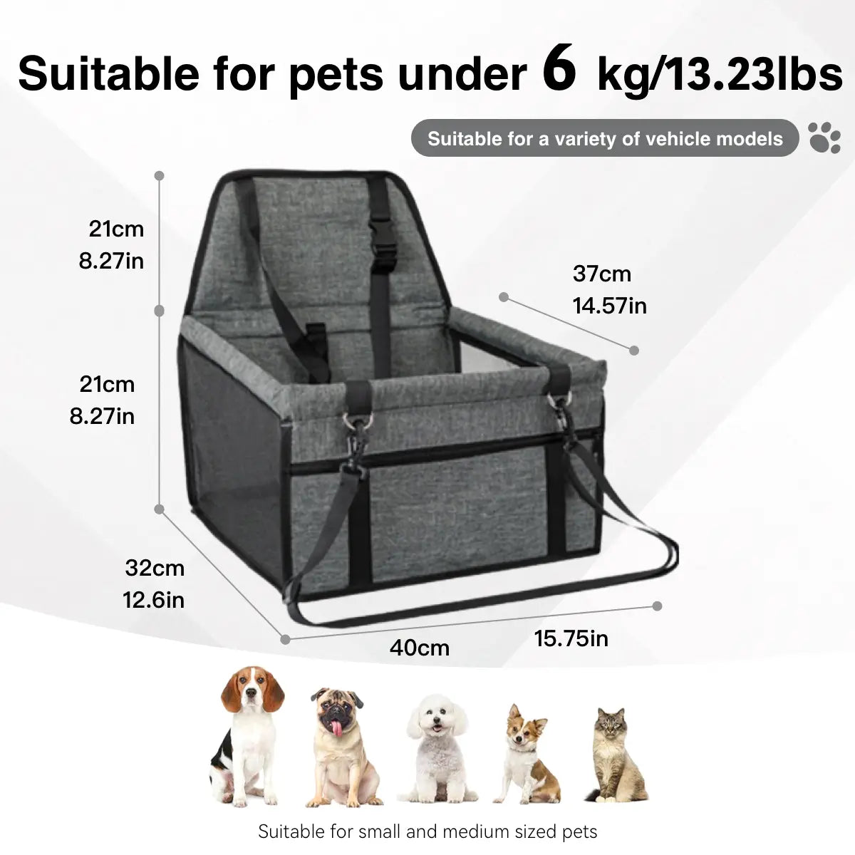 Foldable pet car seat booster installed in vehicle back seat