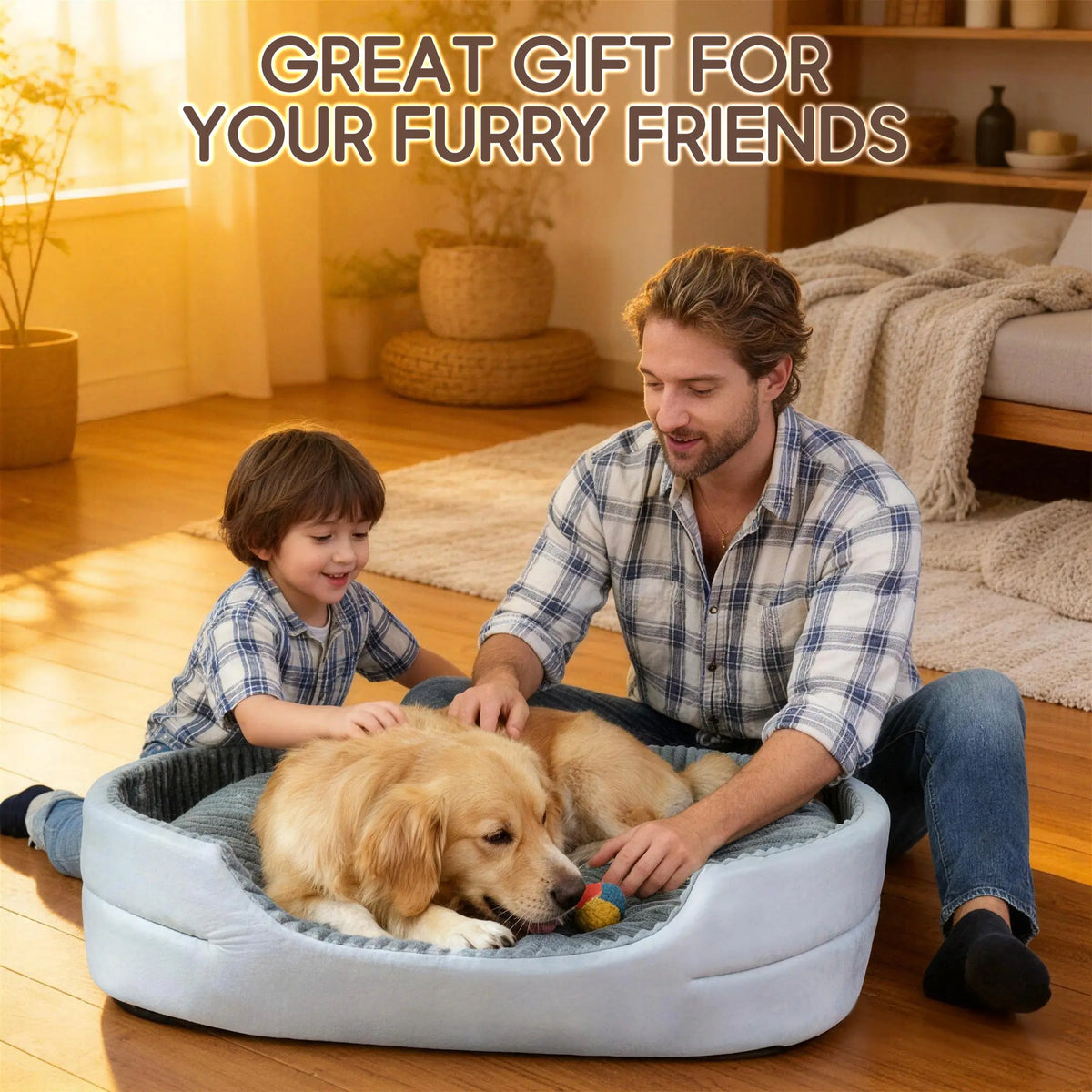 Comhoma Orthopedic Dog Bed & Cat Bed, 360° Bolstered Cuddler Pet Bed with Non-Slip Bottom, Granular Sponge Soft Washable Nest Bed for Small Medium Large Dogs & Cats, Multiple Sizes