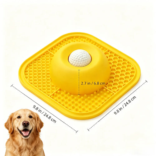 2-in-1 slow feeder and licking mat bowl with rolling ball – top view