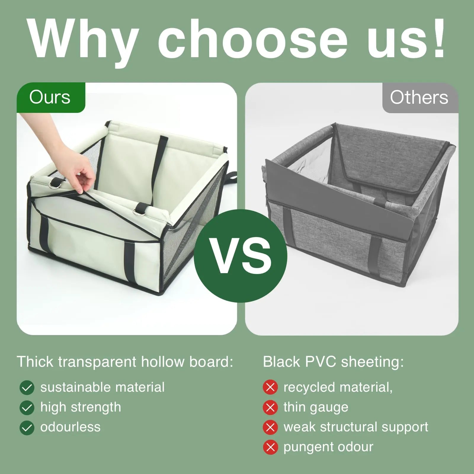 Breathable mesh side panels on foldable pet car seat for ventilation