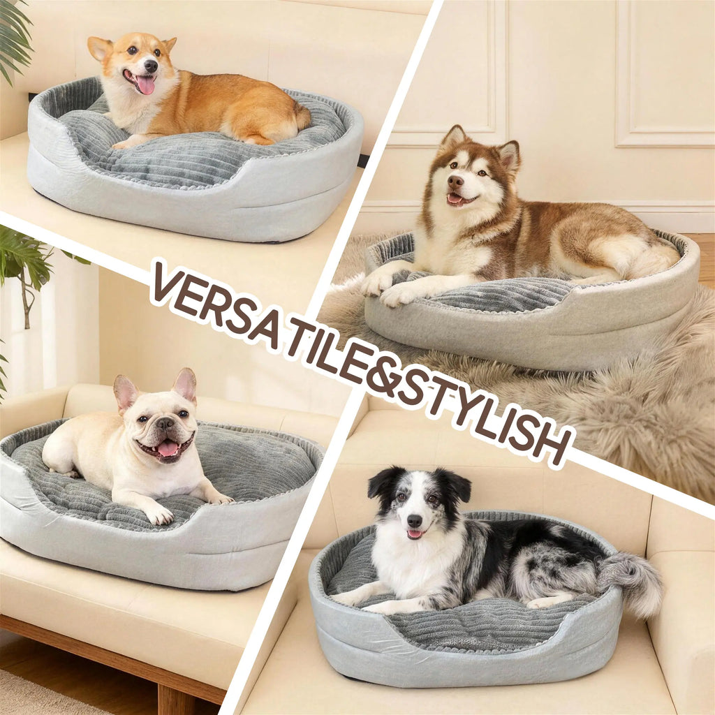 Orthopedic cat bed showing non-slip TPR rubber bottom texture