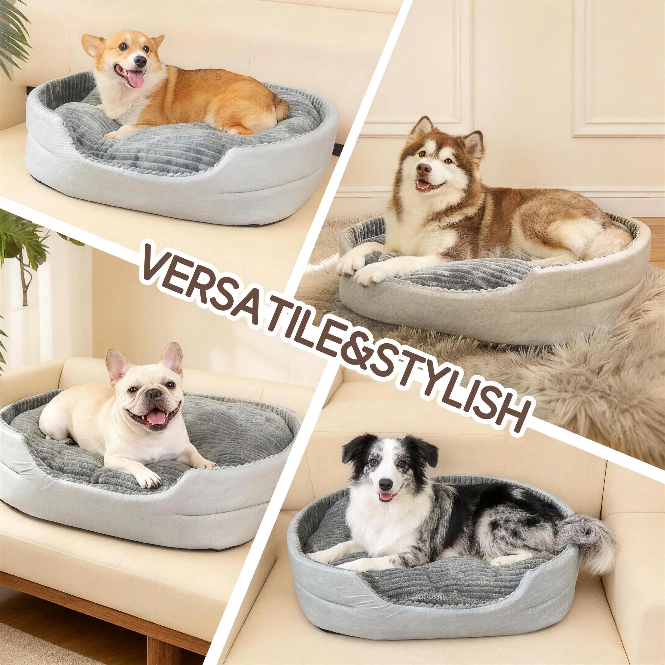 Orthopedic cat bed showing non-slip TPR rubber bottom texture